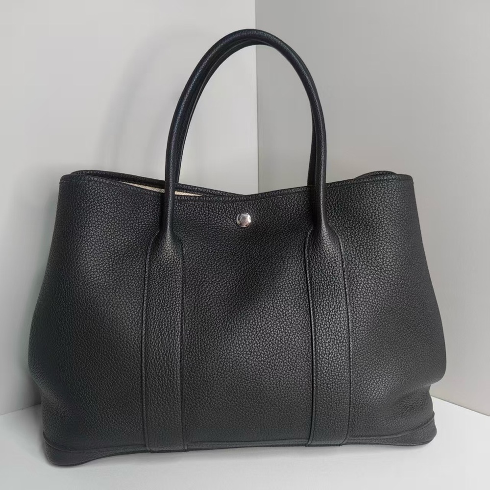Hermes Garden Party 36 Togo A 2017 Black Silver Hardware Handbag Negonda - Picture 2 of 14